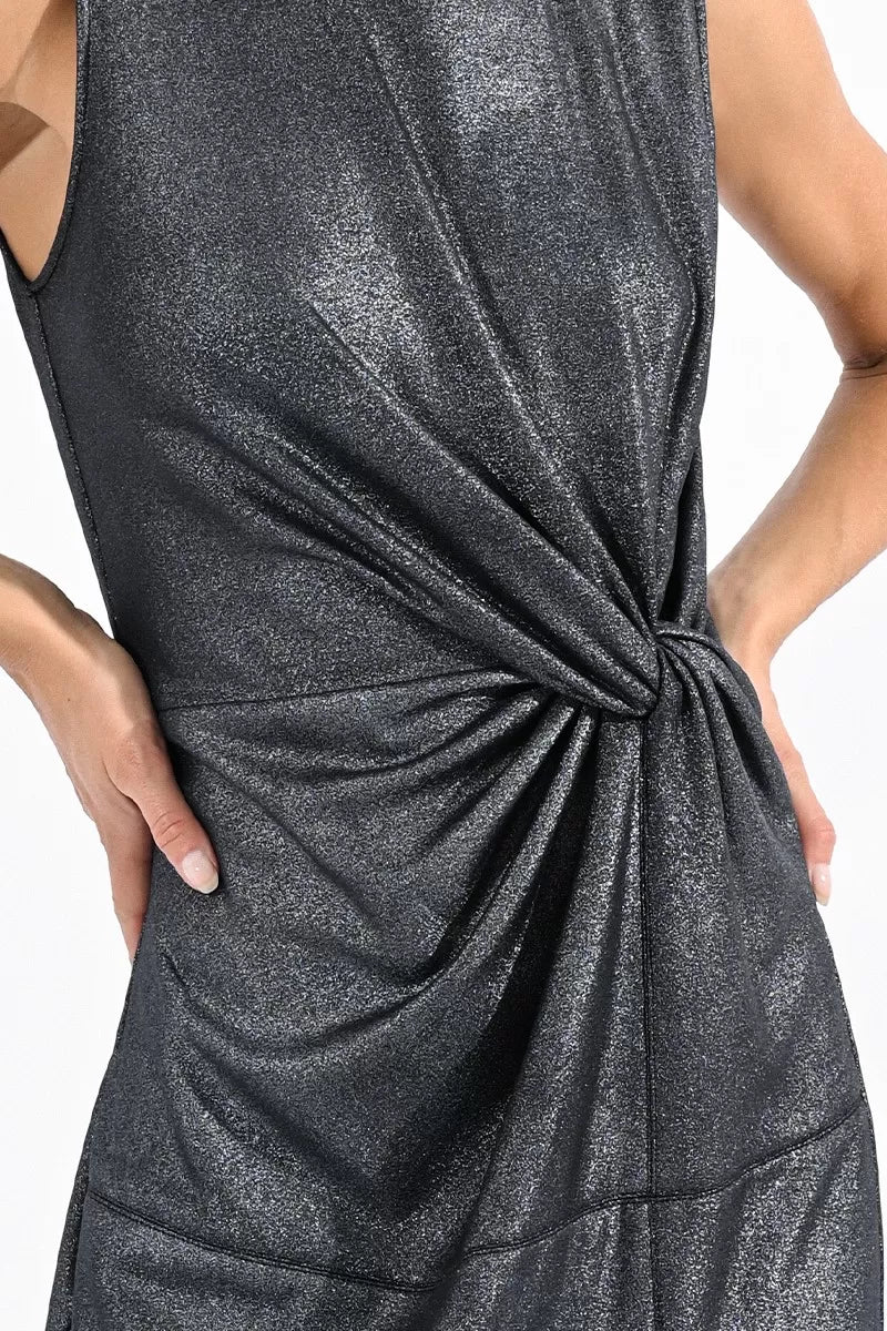 Shimmer mini dress - grey color