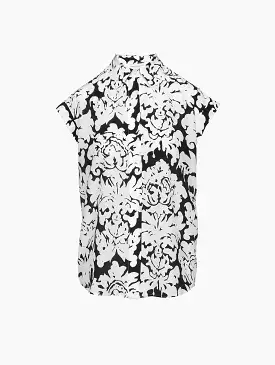 Short Sleeve Damask Print Shirt