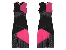 Sleeveless Patchwork Midi Sheath Dress