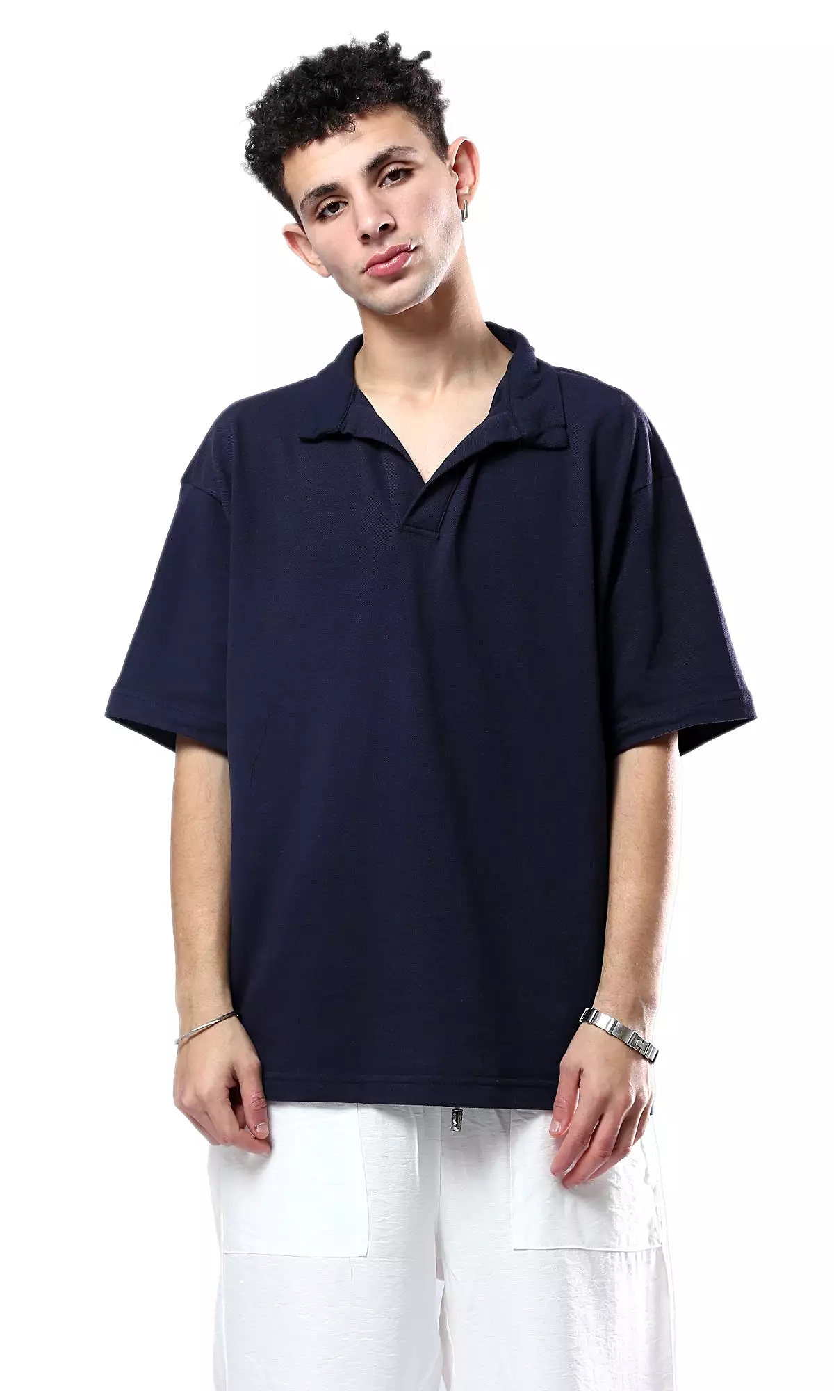 Solid Navy Blue Shirt With Classic Collar