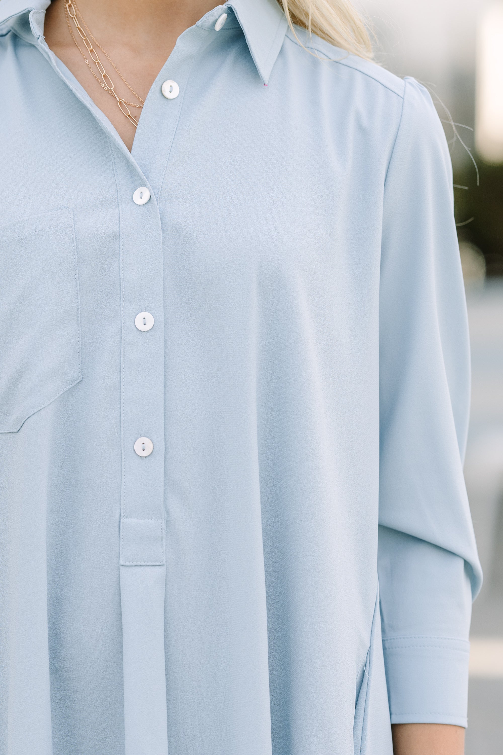 Story Share Light Blue Shirt Dress