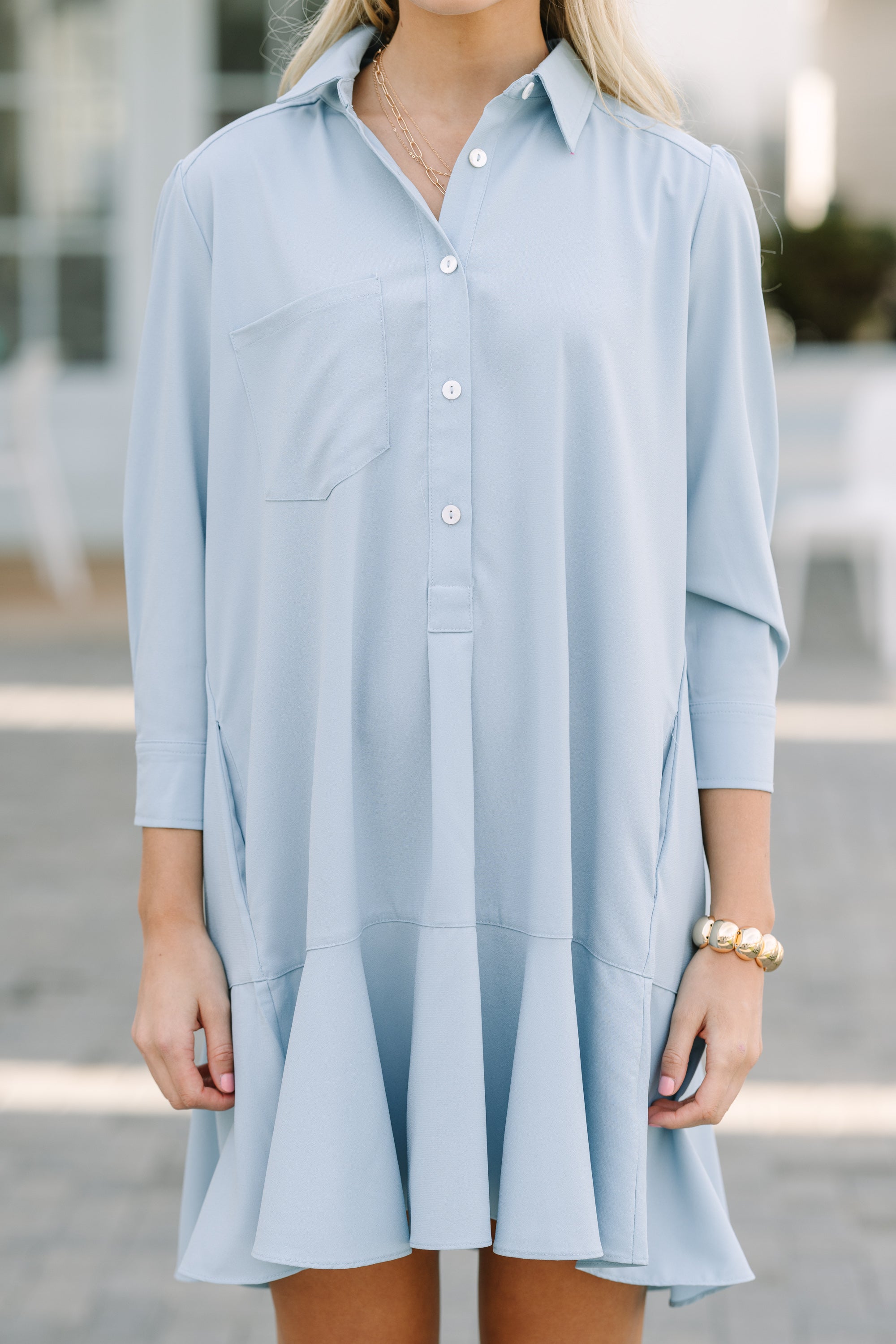 Story Share Light Blue Shirt Dress