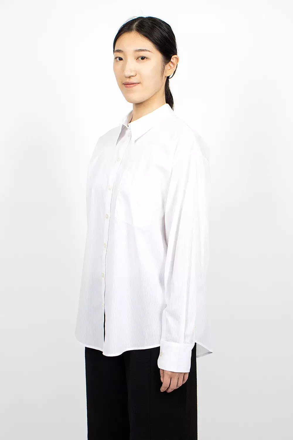 Striped White Button-Up Shirt