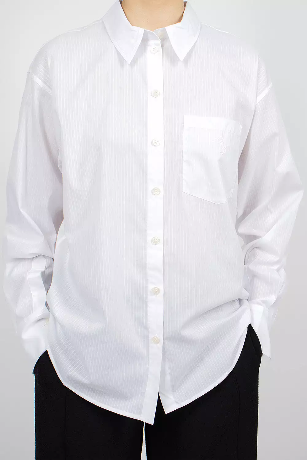 Striped White Button-Up Shirt