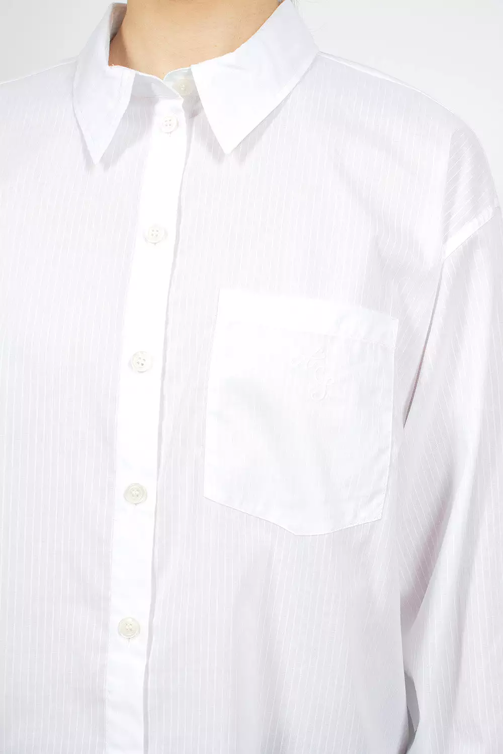 Striped White Button-Up Shirt