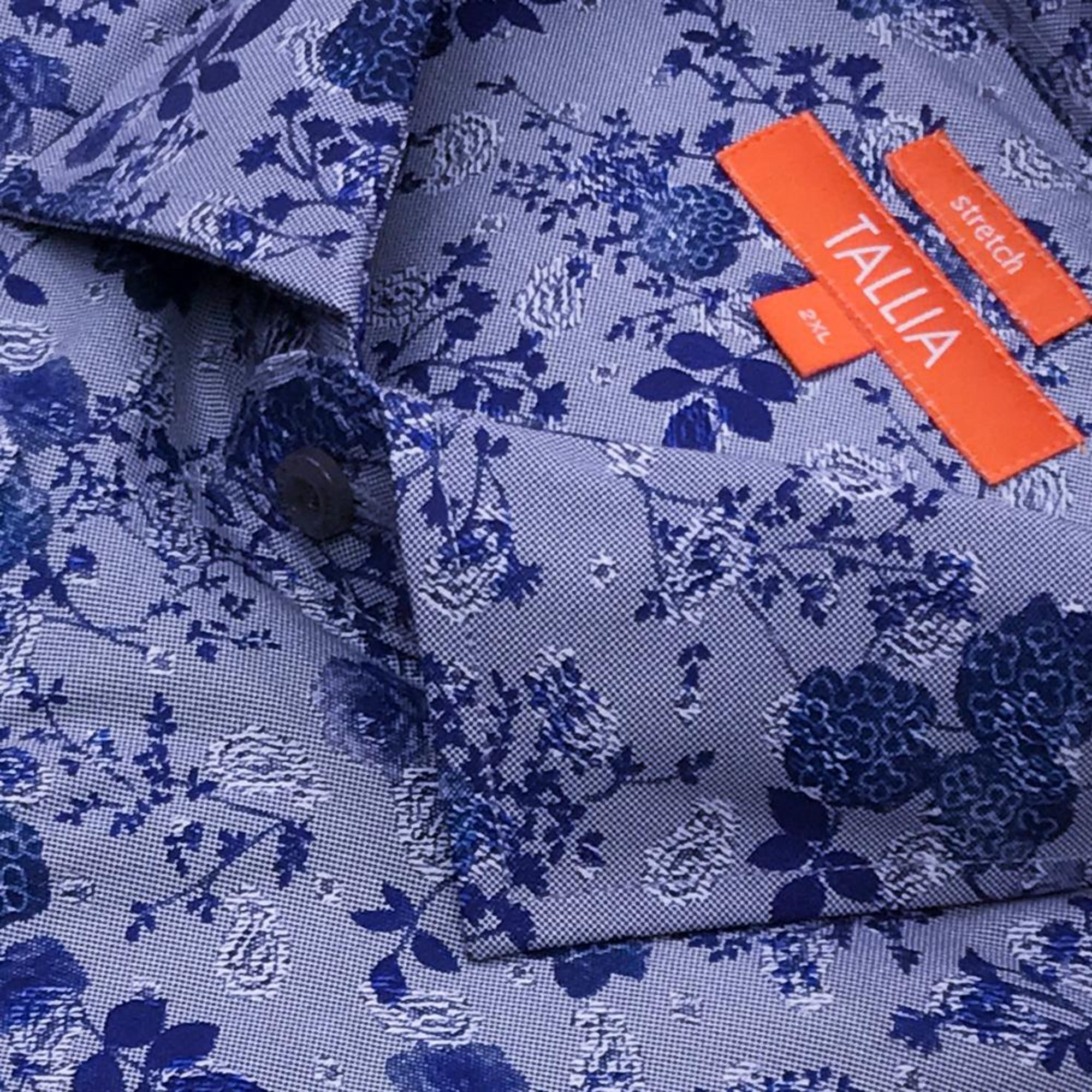 Tallia Big and Tall Indigo Men's Flowers Micro Paisley Dress Shirt