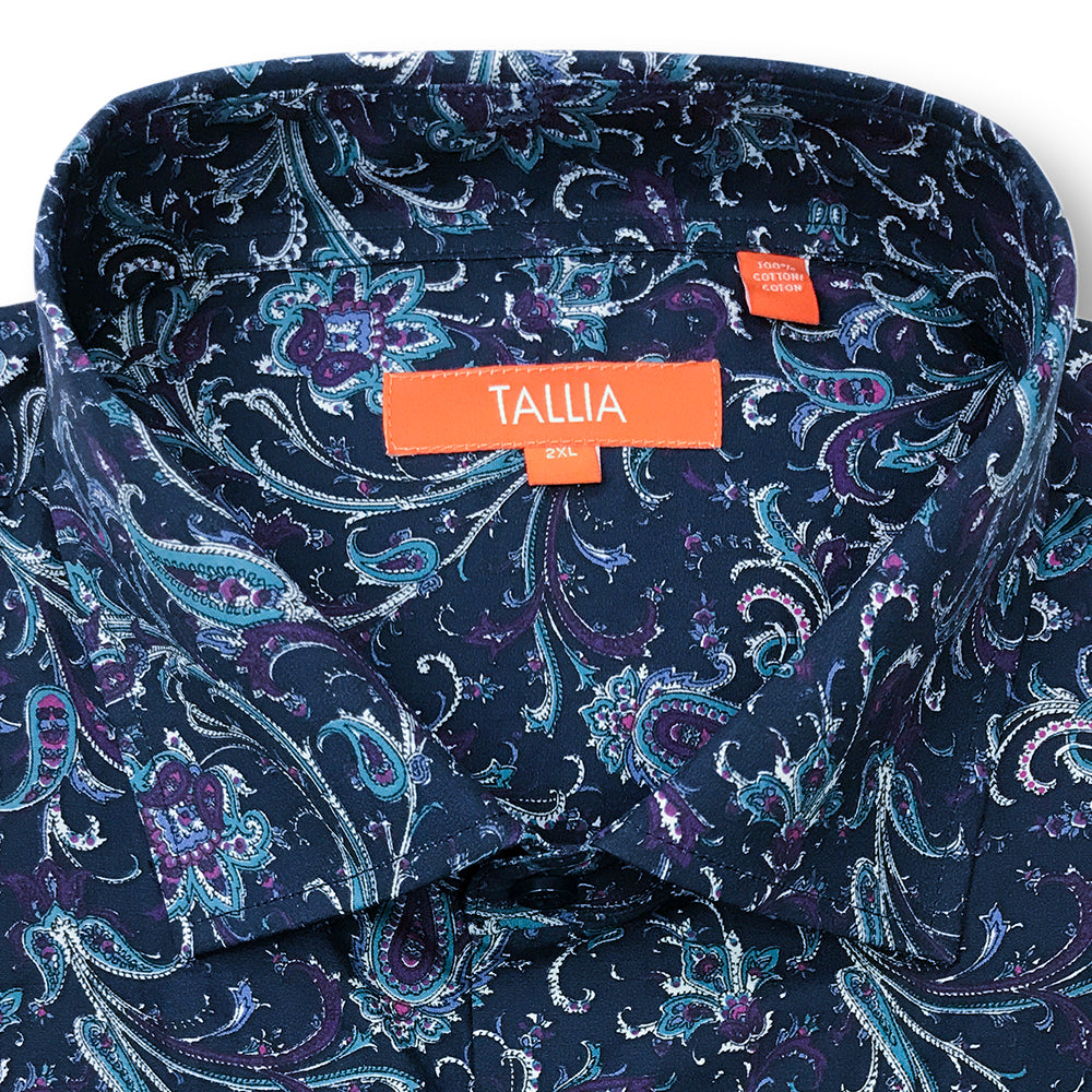 Tallia Big and Tall Men's Navy Paisley Dress Shirt