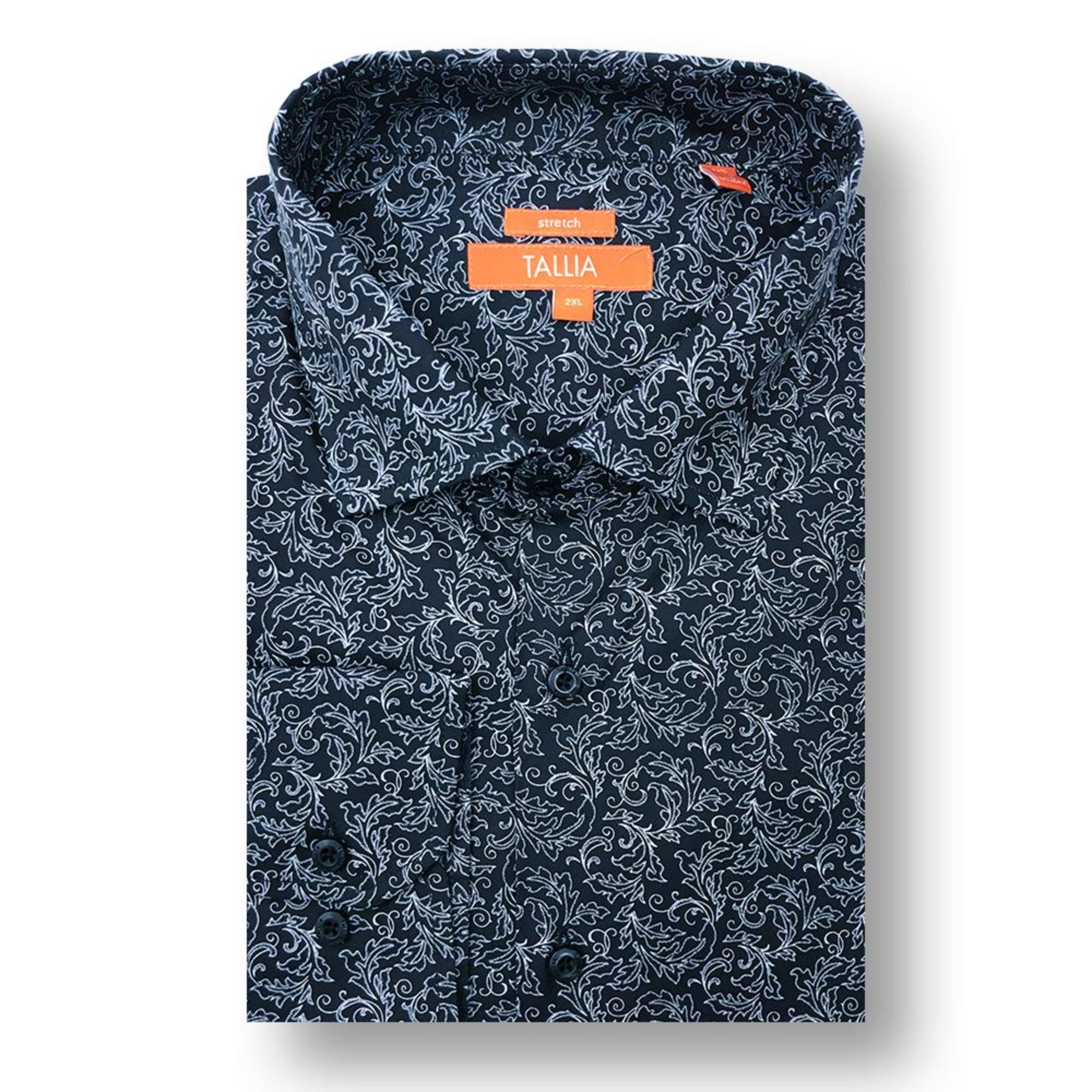 Tallia Men's Big and Tall Paisley Dress Shirt in Navy - Shop Now at Tallia Mens Big and Tall.