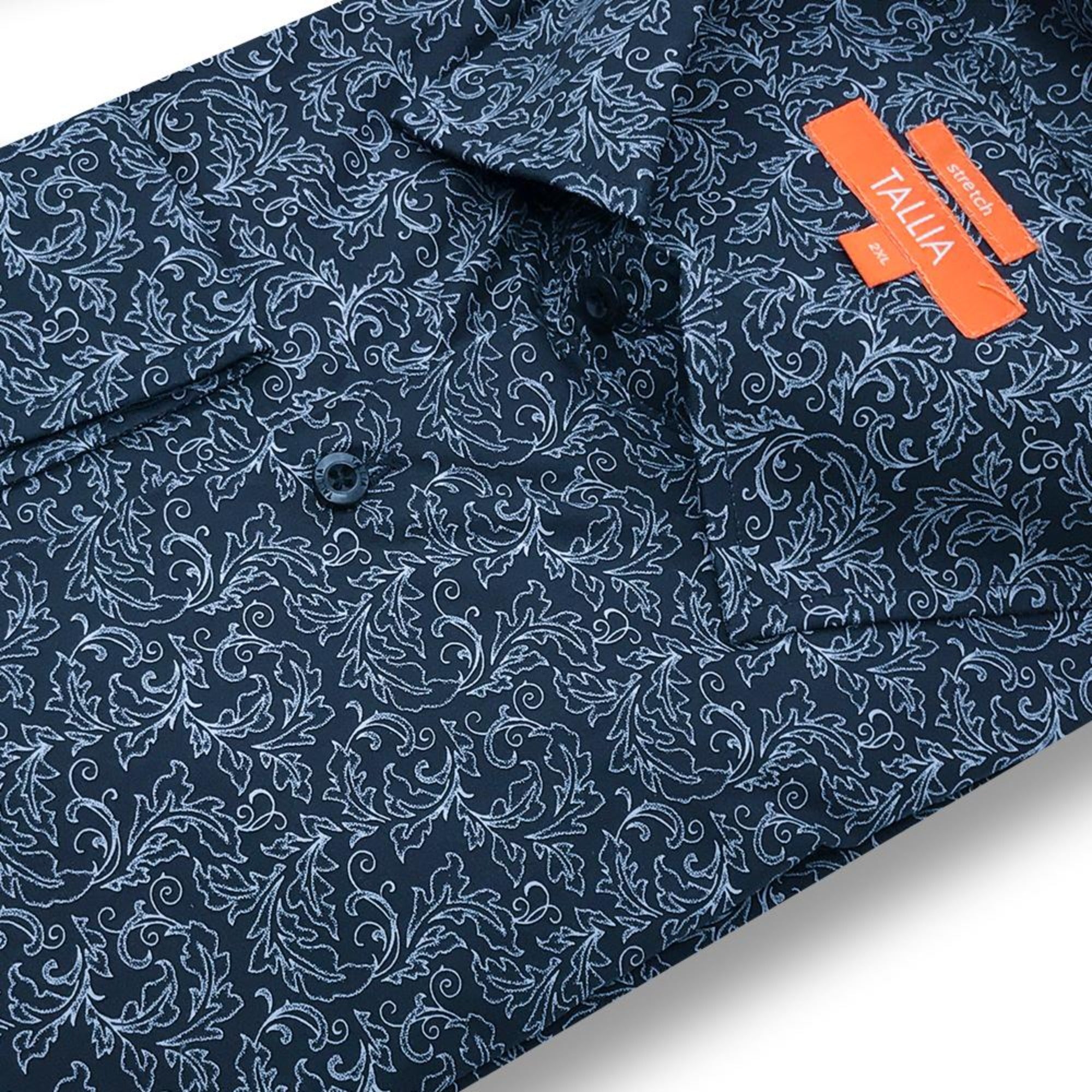 Tallia Men's Big and Tall Paisley Dress Shirt in Navy - Shop Now at Tallia Mens Big and Tall.