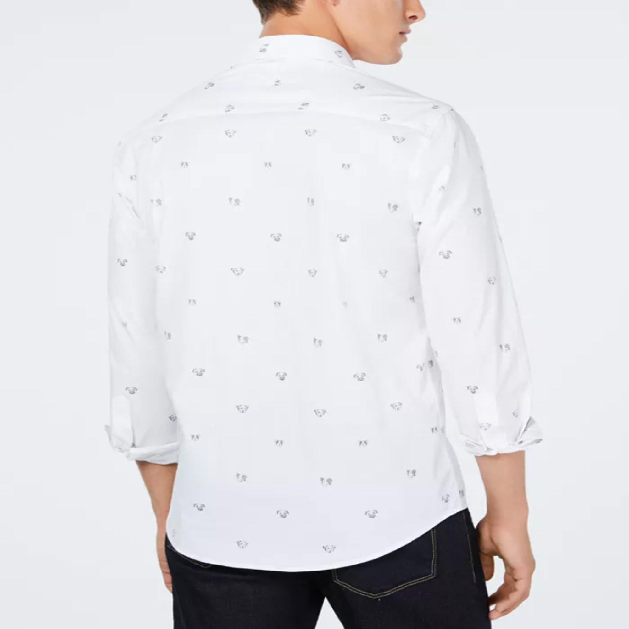 Tallia Mens Dog Print Shirt - White | Shop now