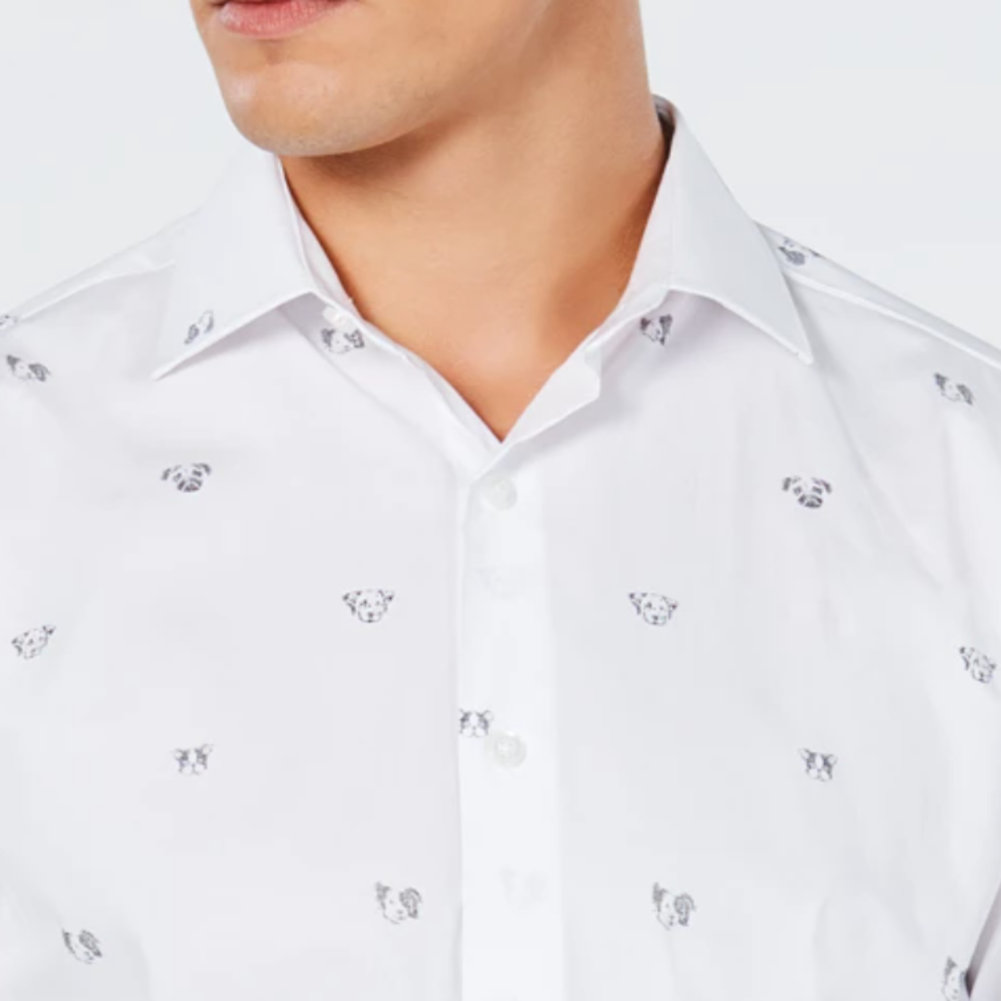 Tallia Mens Dog Print Shirt - White | Shop now