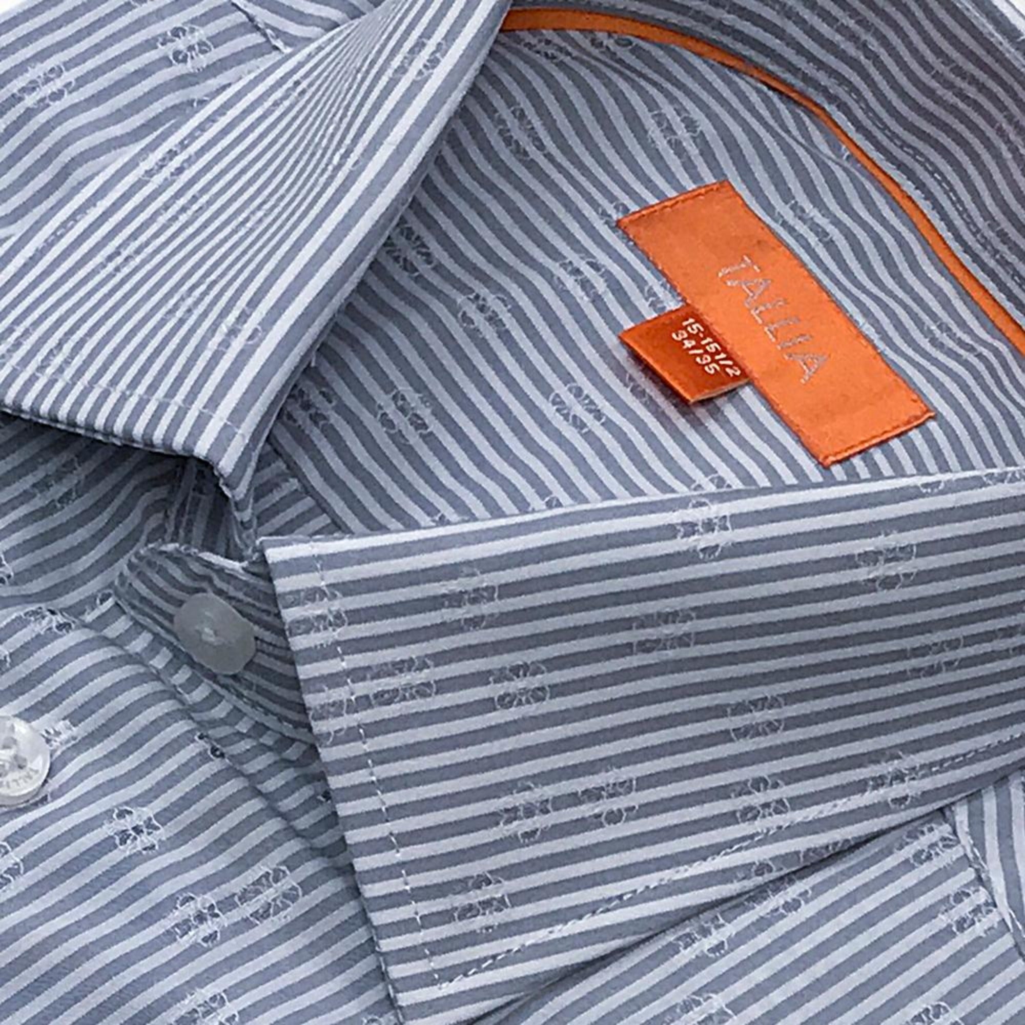 Tallia Orange Men's Gray Striped Jacquard Dress Shirt