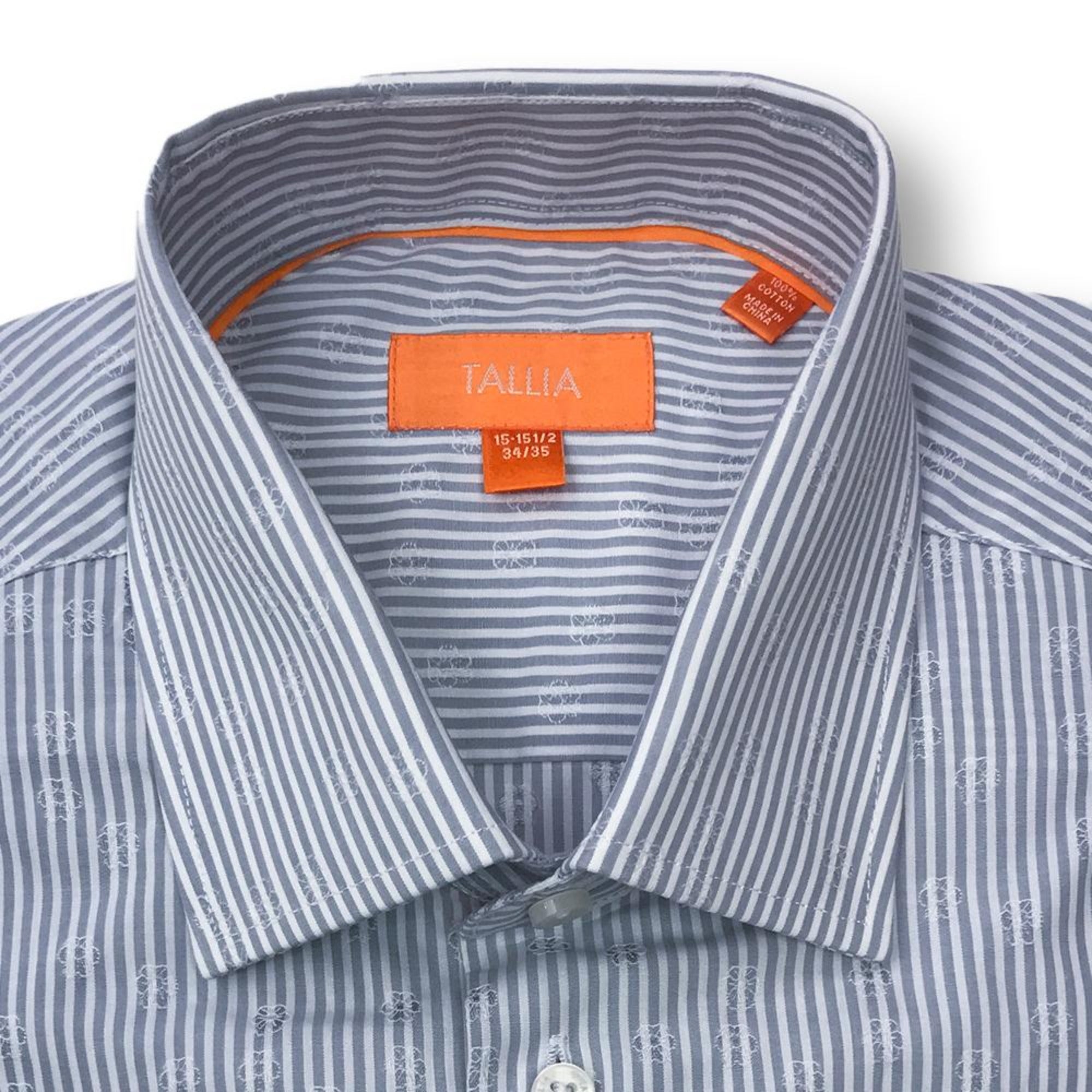 Tallia Orange Men's Gray Striped Jacquard Dress Shirt