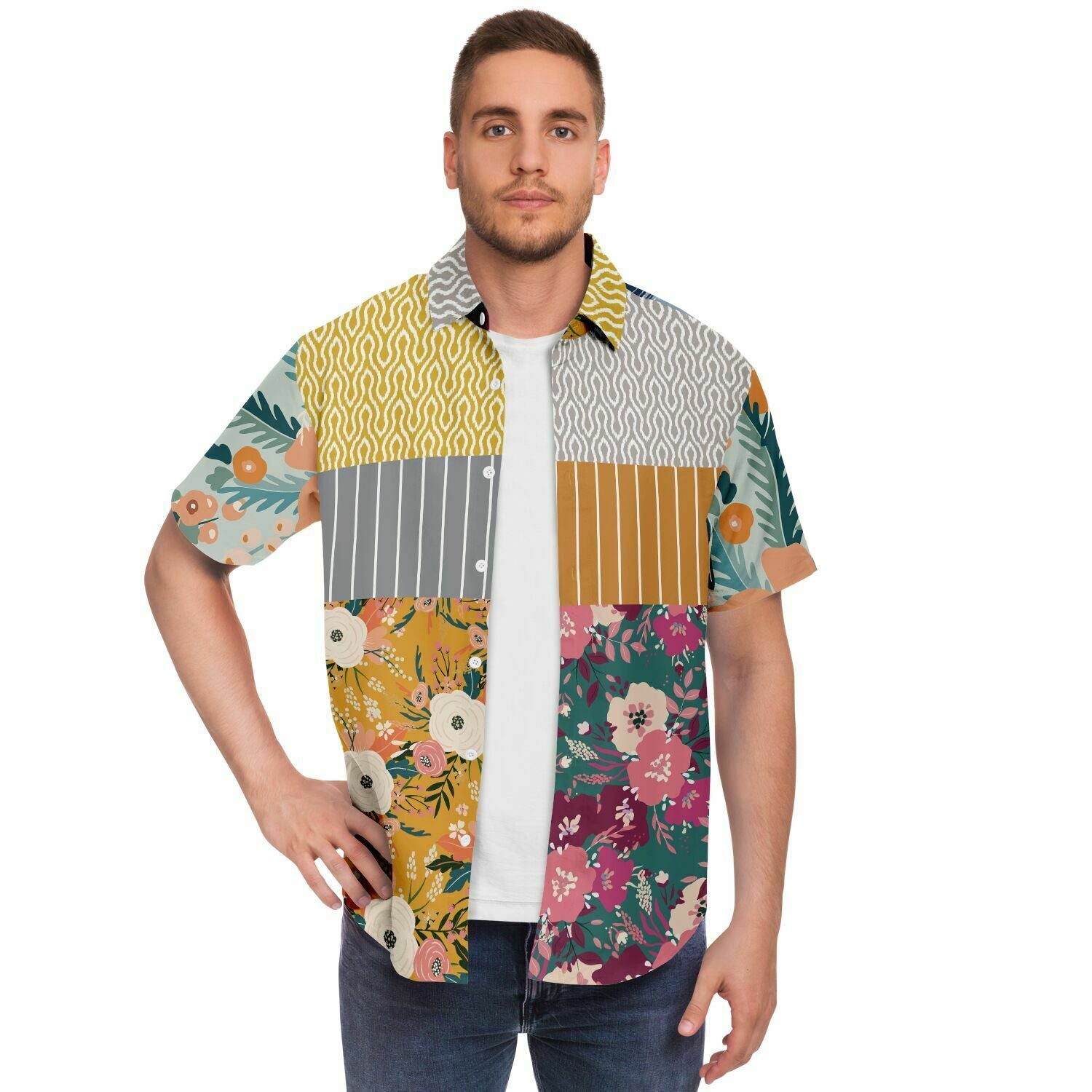 Tallulah Bankhead Ikat Patchwork Shirt