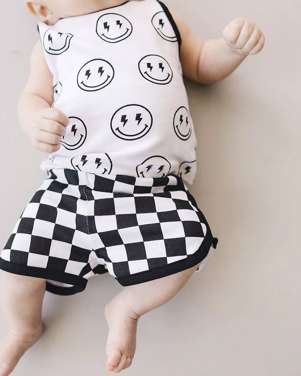 Tank top and shorts set | Checkered smiley