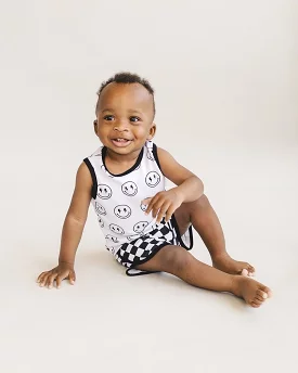 Tank top and shorts set | Checkered smiley