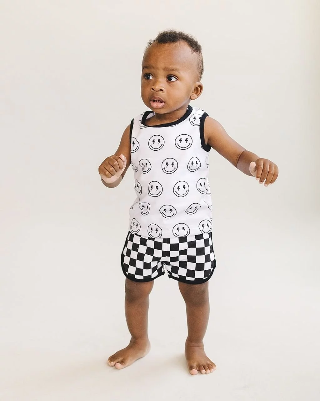 Tank top and shorts set | Checkered smiley