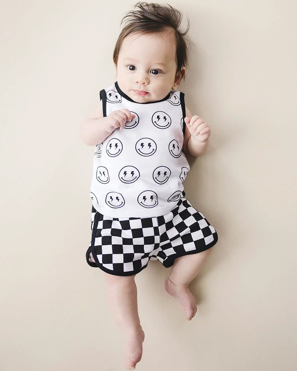 Tank top and shorts set | Checkered smiley