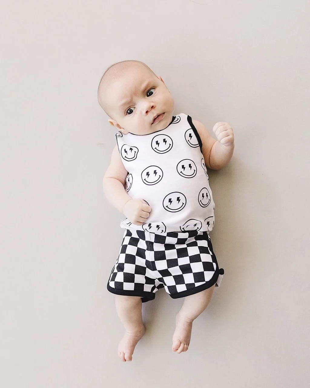 Tank top and shorts set | Checkered smiley