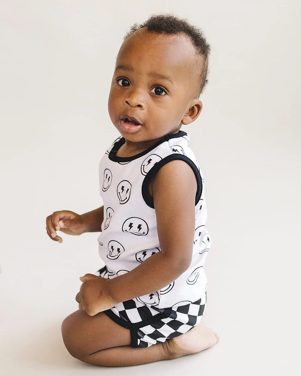 Tank top and shorts set | Checkered smiley