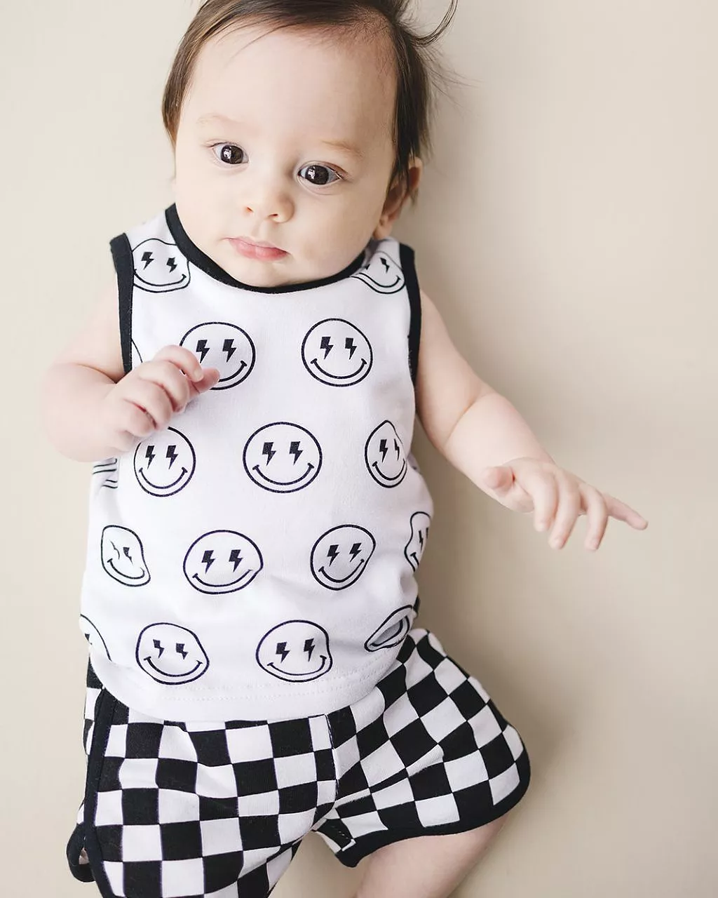 Tank top and shorts set | Checkered smiley