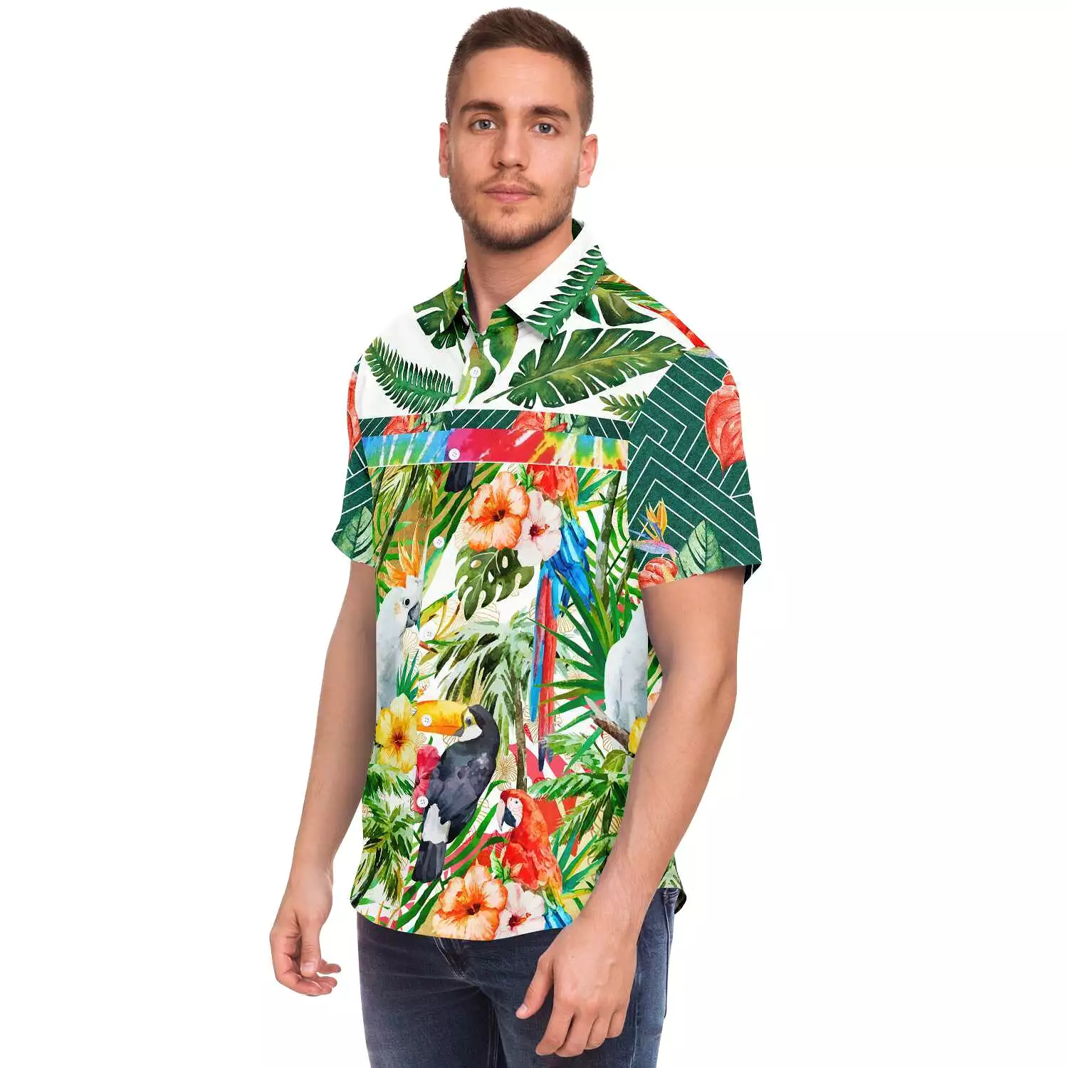 Tropical Print Short Sleeve Shirt