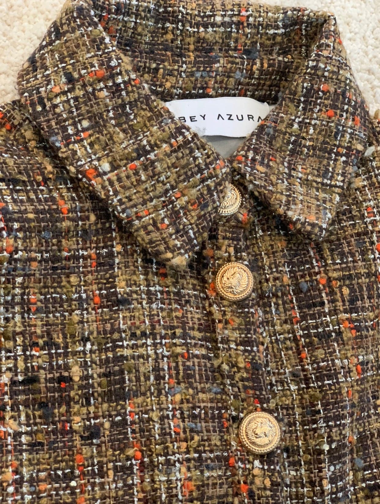 Tweed Shirt with Pleated Design