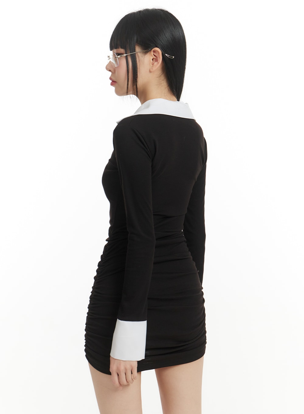 Two Tone Slim Collar Minidress - IM406