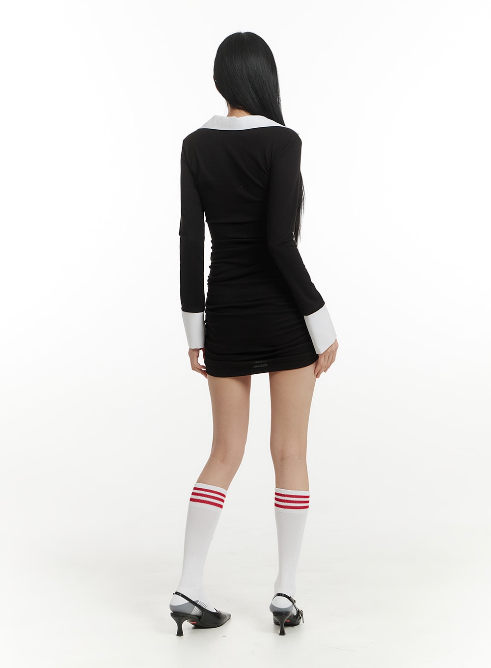 Two Tone Slim Collar Minidress - IM406