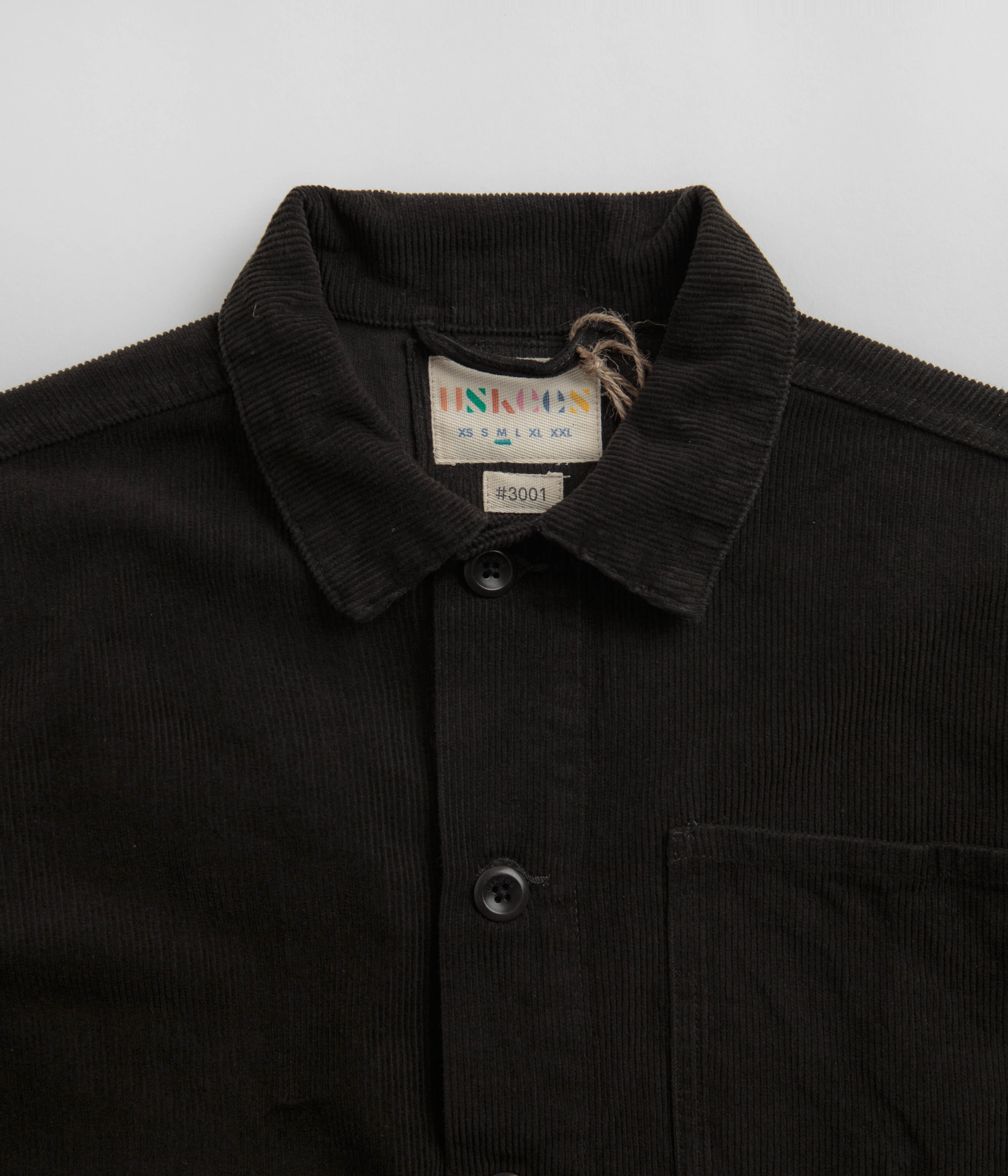 Uskees 3001 Overshirt - Faded Black - Cord Buttoned - Top-notch Quality