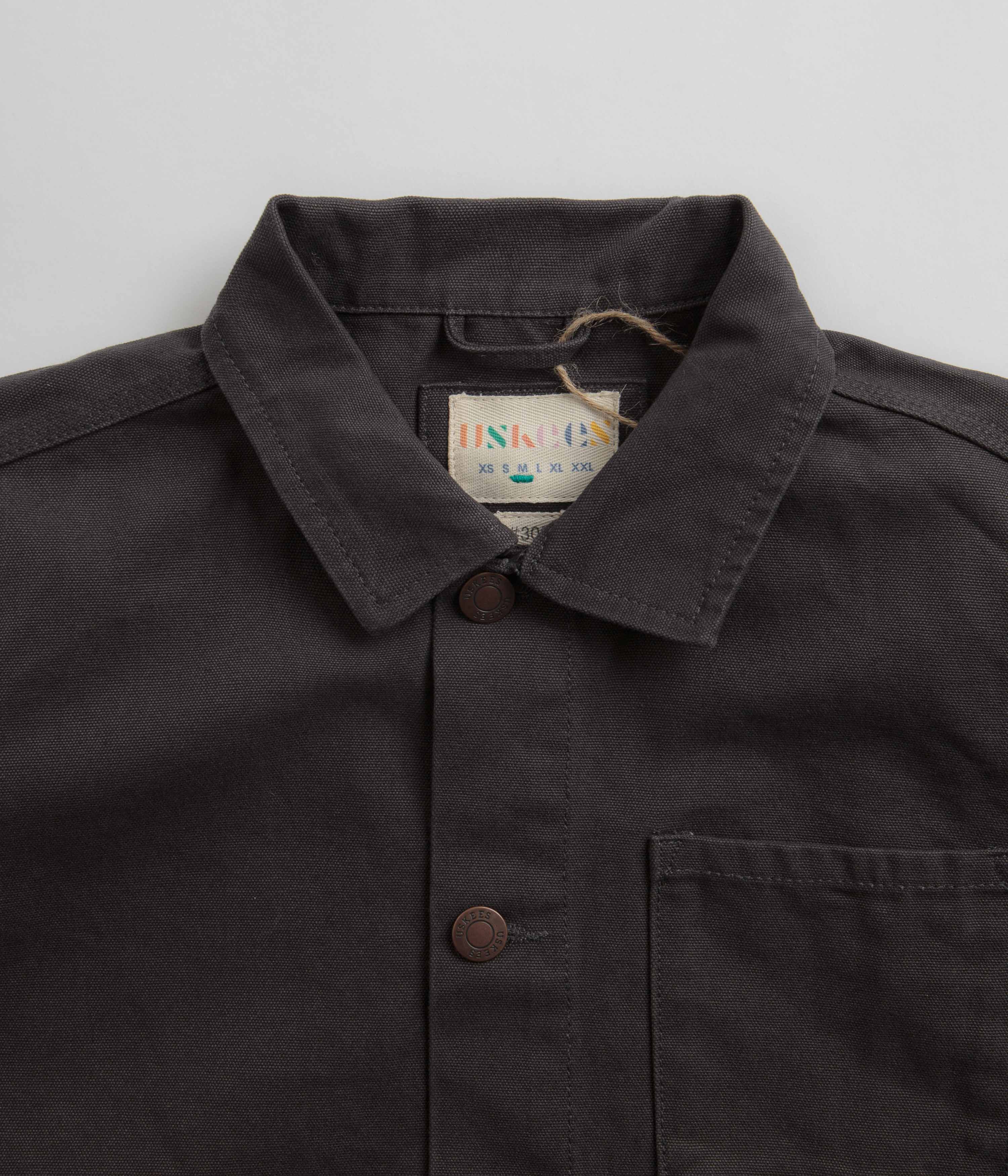 Uskees charcoal canvas buttoned overshirt 3027