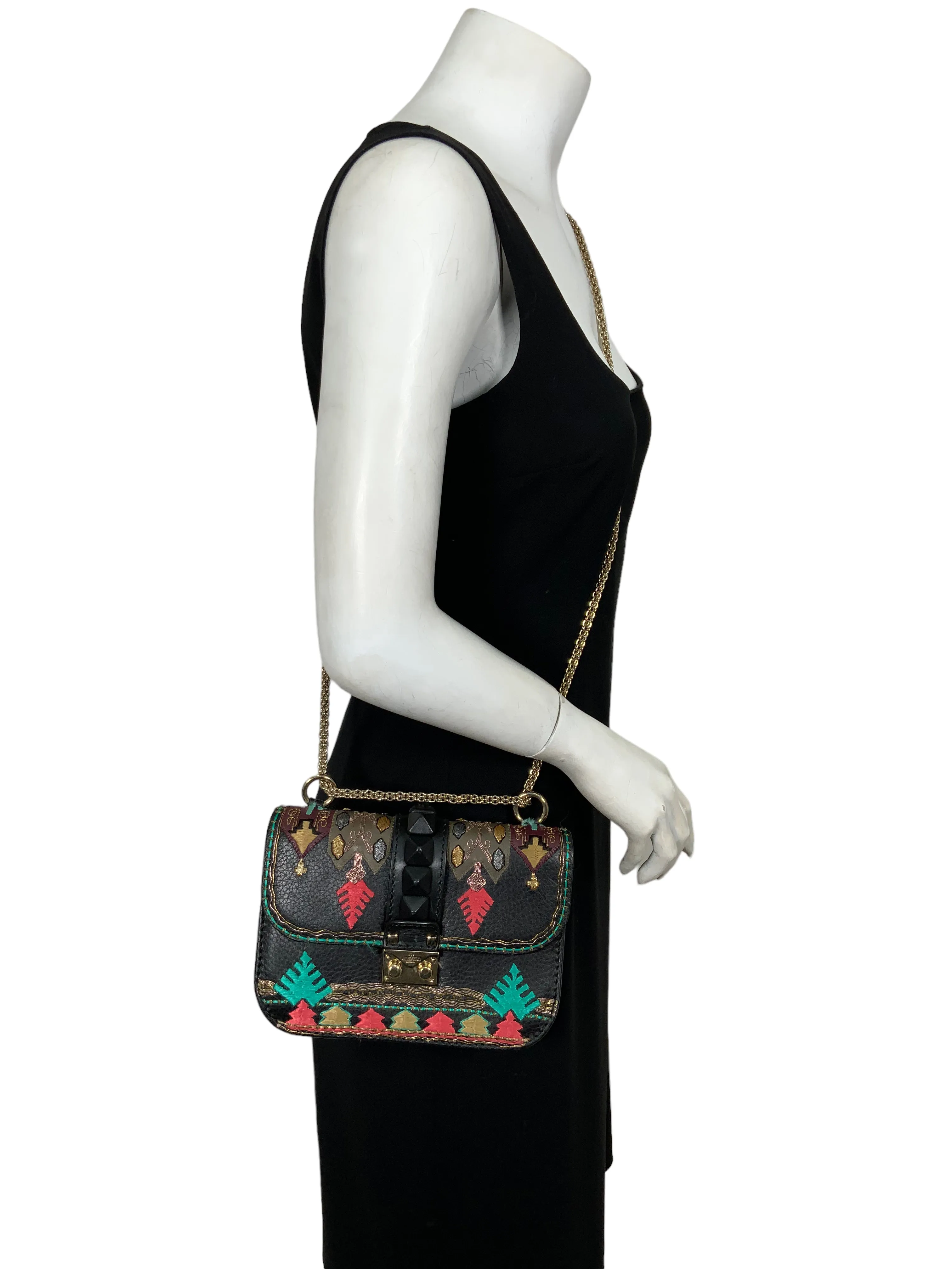 Valentino Glam Lock Embroidered Leather Small Flap Bag - Find it now!