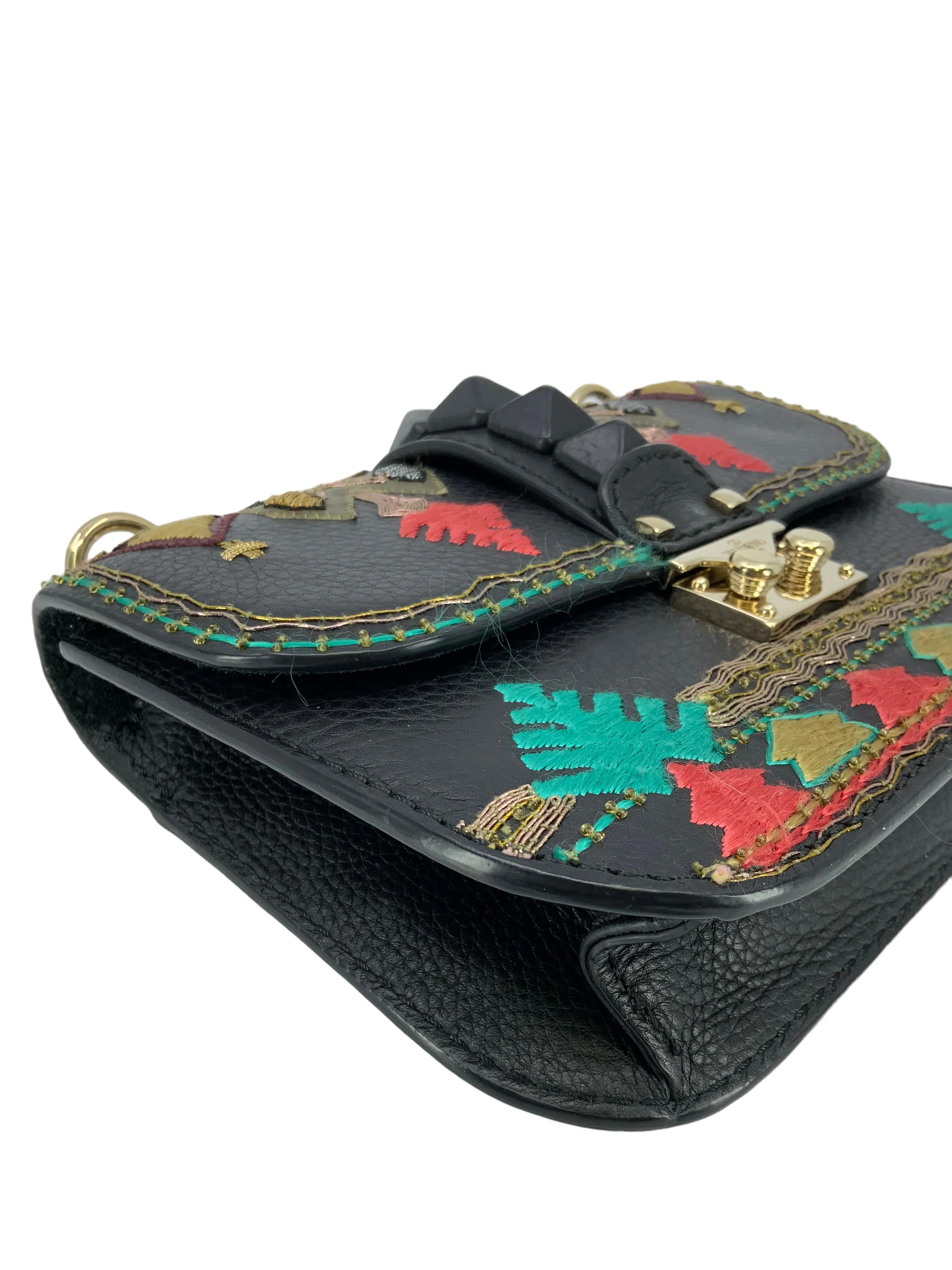 Valentino Glam Lock Embroidered Leather Small Flap Bag - Find it now!