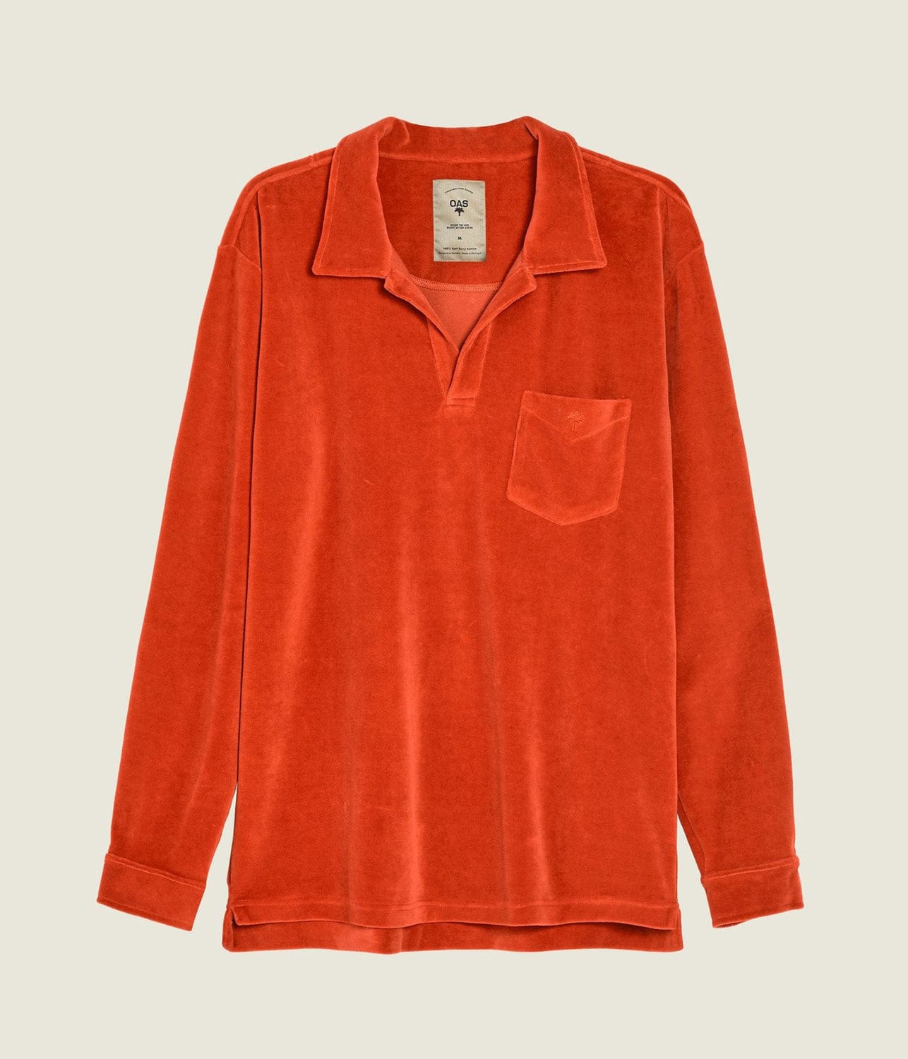 Velvet long sleeve shirt, burnt orange - Shop now!