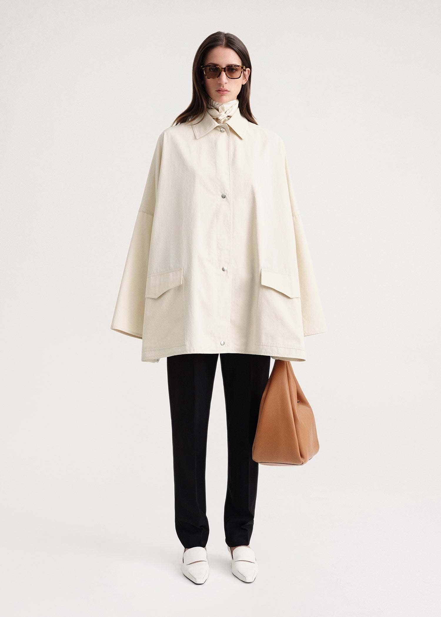 Washed Cotton Overshirt Jacket - Vanilla.