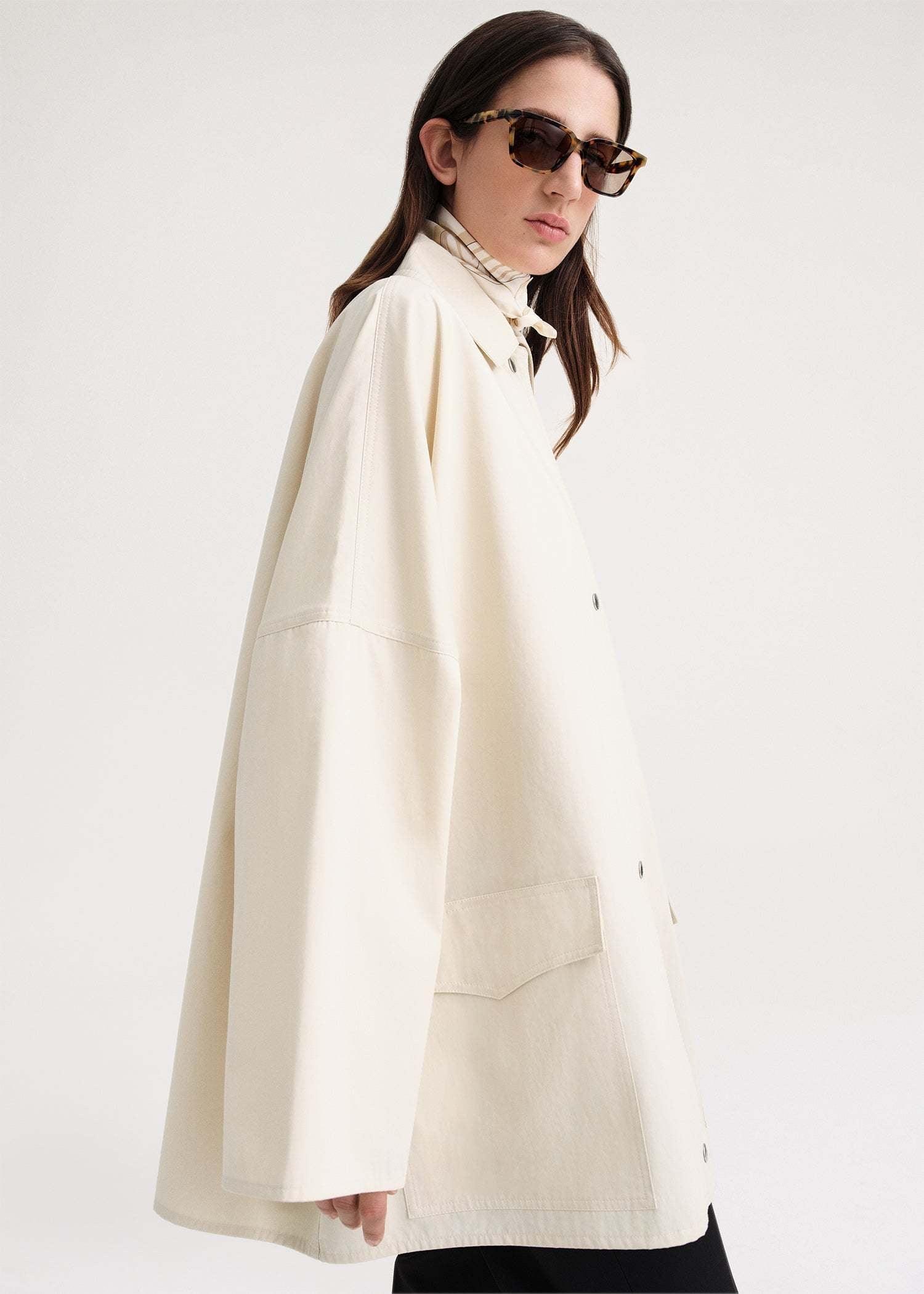 Washed Cotton Overshirt Jacket - Vanilla.