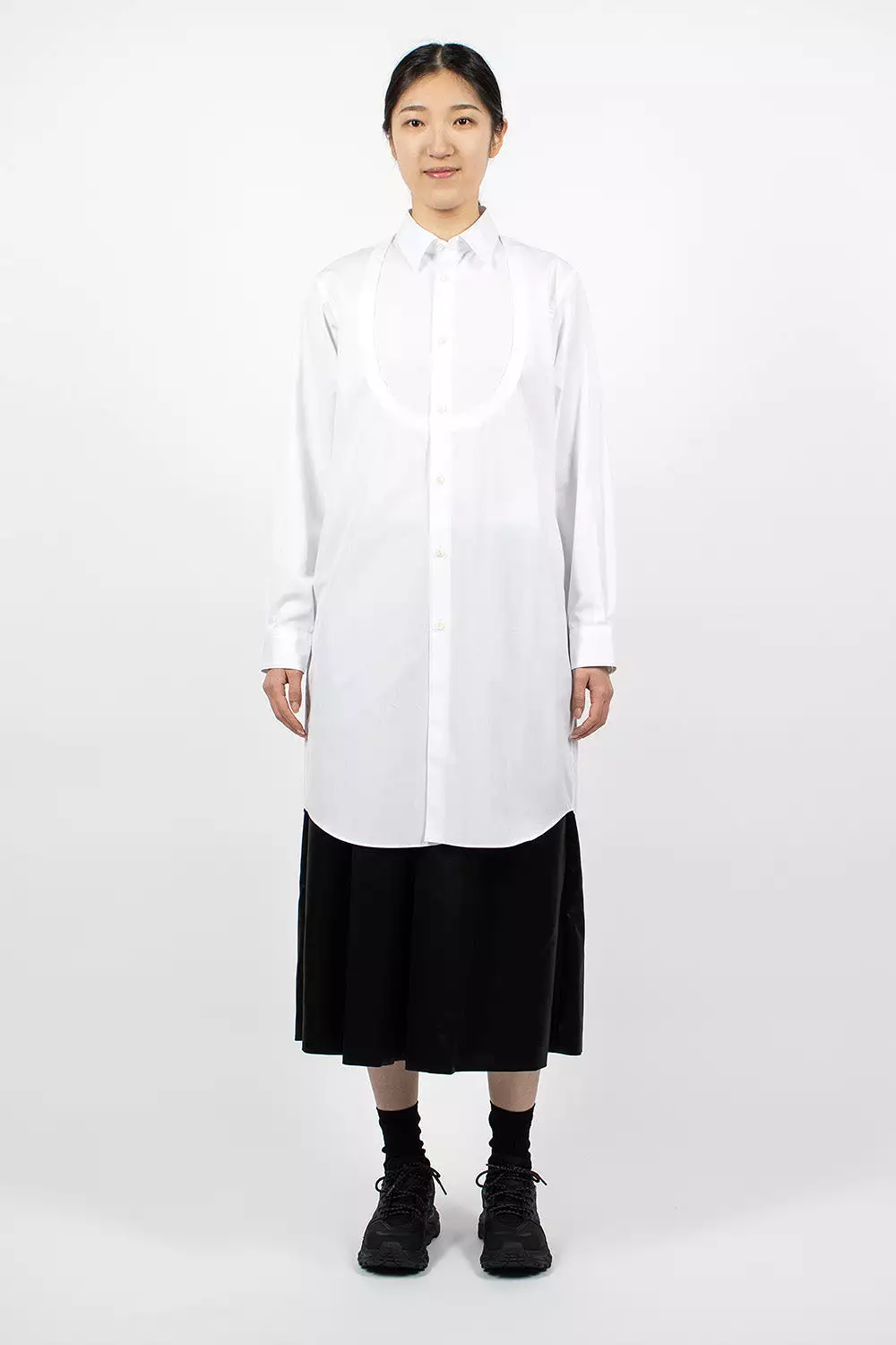 White Long Bib Shirt