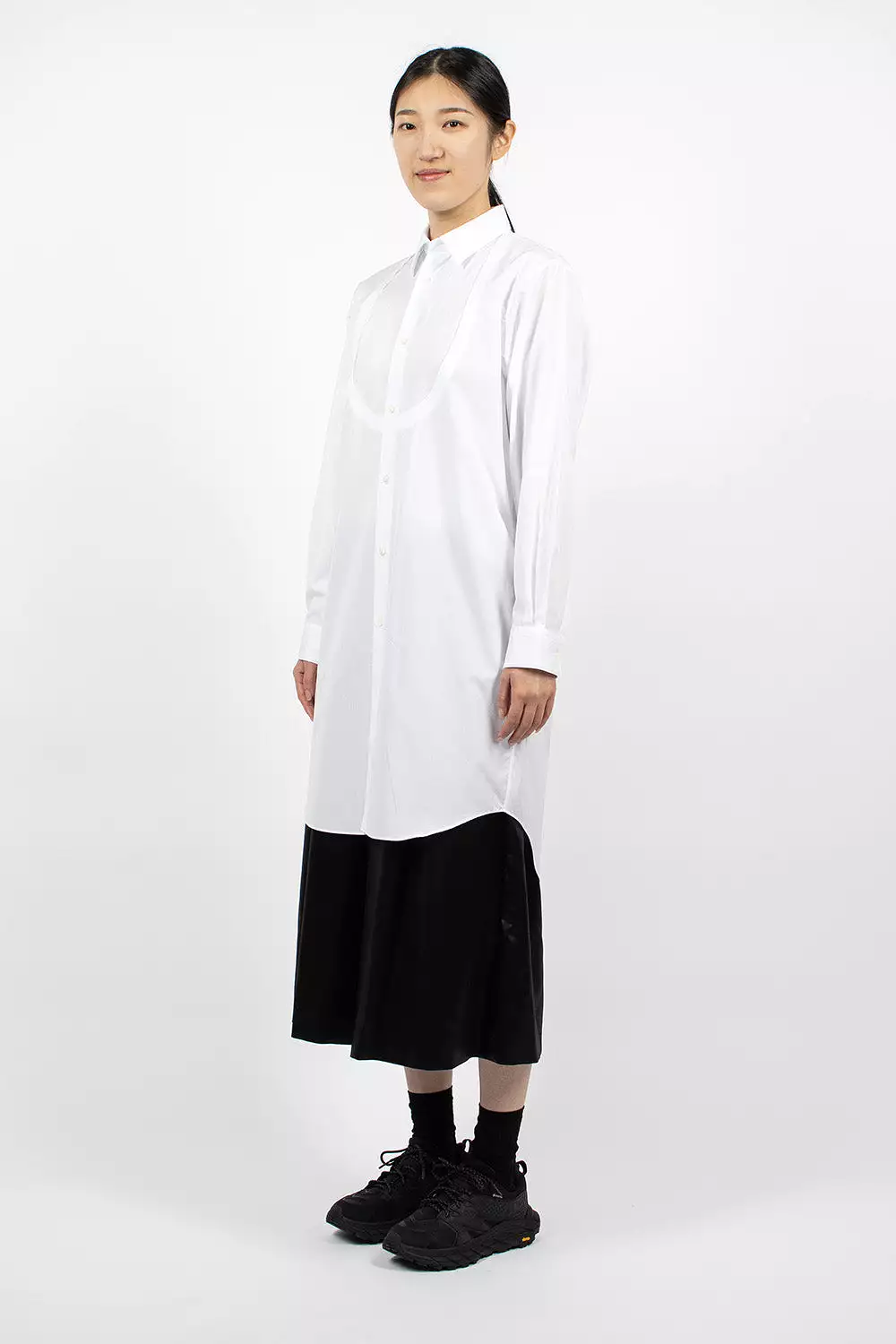 White Long Bib Shirt