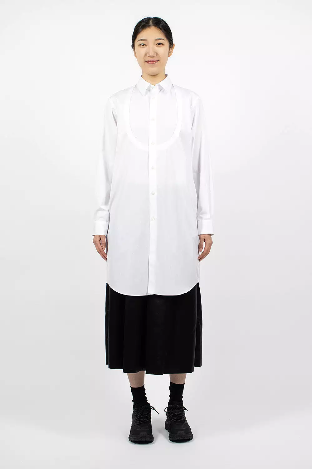 White Long Bib Shirt