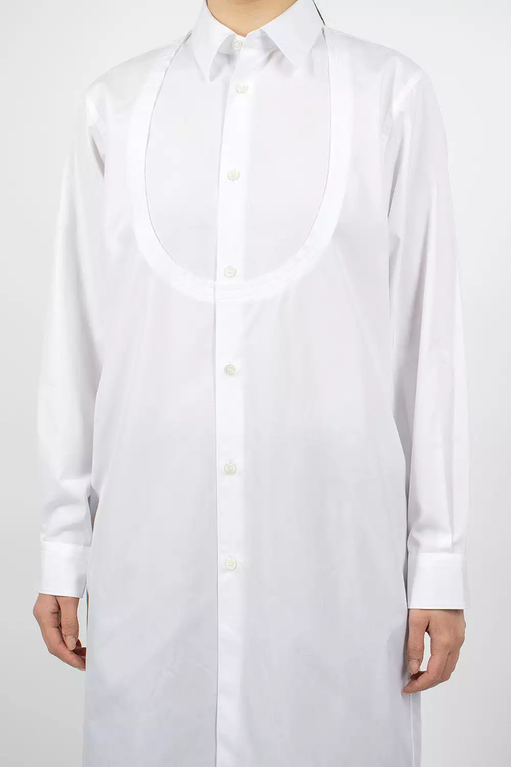 White Long Bib Shirt