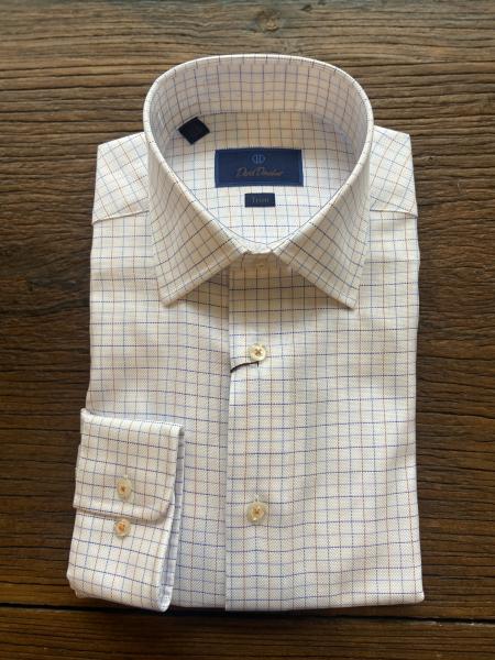 white orange checkered dress shirt