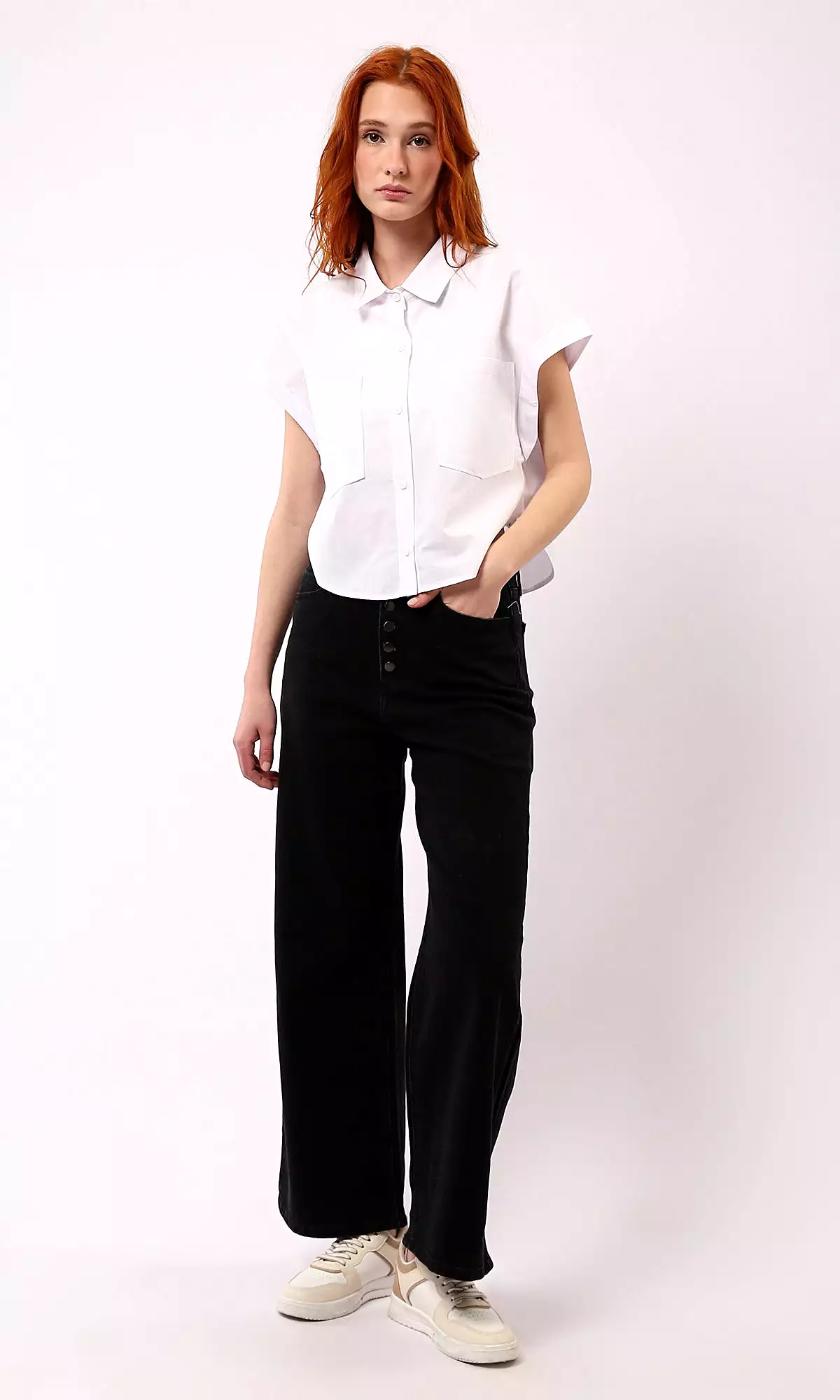 White Shirt with Pocket Buttons - O181642