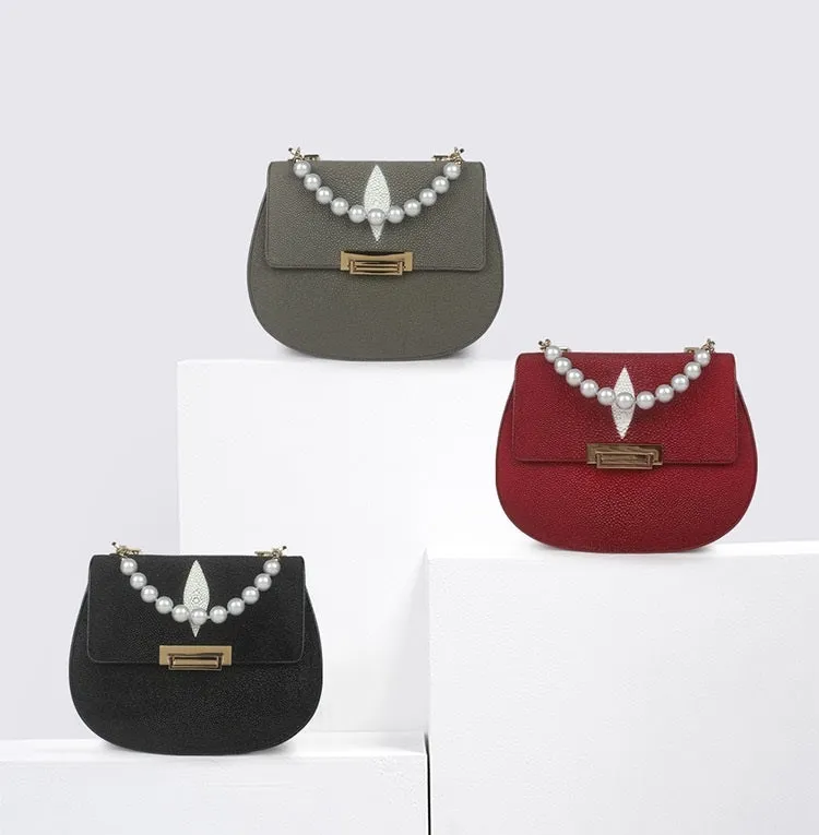 Women's fashion pearl stingray skin handbags.