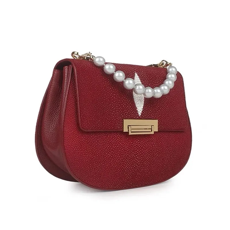 Women's fashion pearl stingray skin handbags.